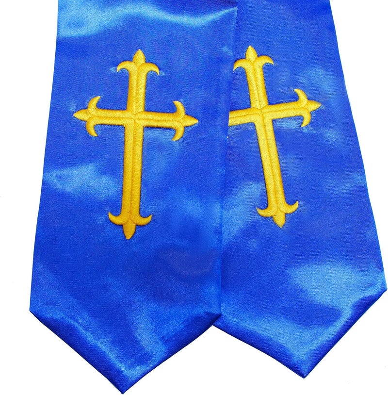 UIALECG Unisex Clergy Stole with Embroidery Cross 72", Traditional Choir Stole - Image 2